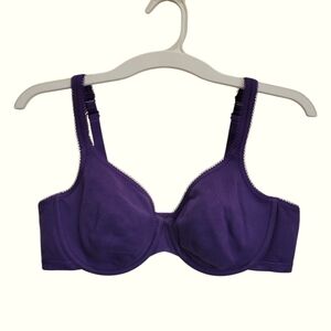 42C CACIQUE Cotton Blend Wired Purple Supportive Bra with Adjustable Straps